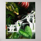 Lush Forest Waterfall in Geometric Art Style v1 Poster (Voorkant)