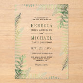 Lush Green Ferns Wedding Acryl Uitnodigingen (Voorkant)