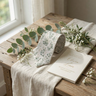 Lush Green Watercolor Eucalyptus Leaves Stropdas