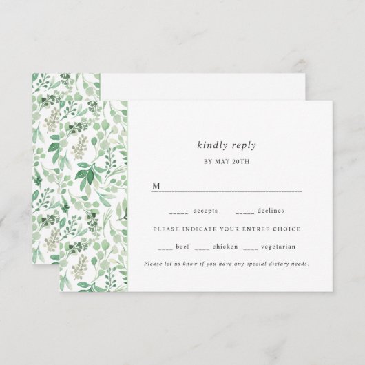 Lush Greenere menu choix mariage rsvp (Devant / Derrière)