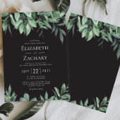 Lush Greenery Border Black Wedding Kaart