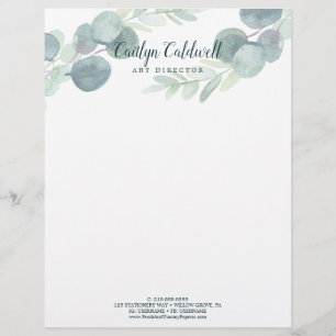 Lush Greenery en Eucalyptus Art Letterhead