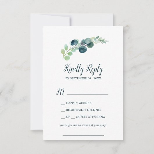 Lush Greenery & Eucalyptus Song Request RSVP Card (Voorkant)