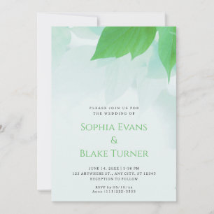 Lush Greenery Modern Botanical Green Wedding Kaart