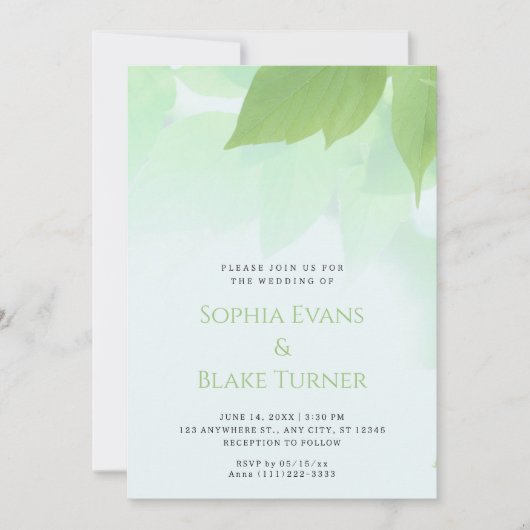 Lush Greenery Modern Botanical Green Wedding Kaart (Voorkant)