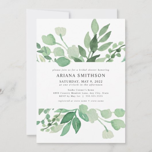 Lush Greenery nuptiale invitation 4197 (Devant)