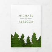 Lush Greenery Pine Trees Foto Forest Wedding Drieluik Uitnodiging (Cover)