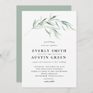 Lush Greenery Wedding Invitation Kaart