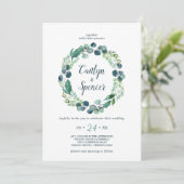 Lush Greenery Wreath Casual Wedding Kaart (Staand voorkant)