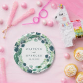 Lush Greenery Wreath Wedding Reception Papieren Bordje (Feest)