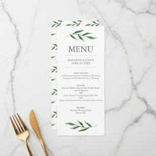 Lush Leaves Elegant Waterverf Wedding Menu