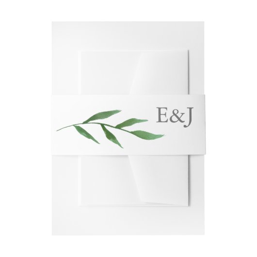 Lush Leaves Elegant Waterverf Wedding Monogram Uitnodigingen Wikkel (Voorkant Voorbeeld)