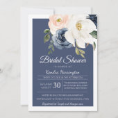Lush Magnolia Roos Navy Blue & Blush Vrijgezellenf Kaart (Voorkant)