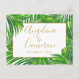 Lush Modern Tropische Palm Leaves Save the Date Briefkaart