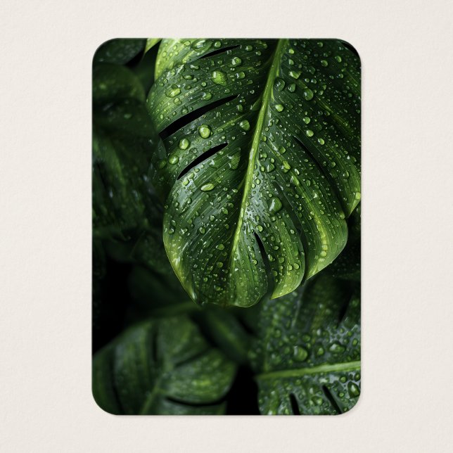 Lush Monstera Leaves with Morning Dew Drops (Devant)