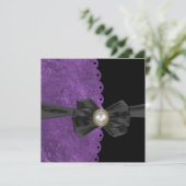 Lush Paarse Scallop met Bow Wedding Invitting Kaart (Staand voorkant)