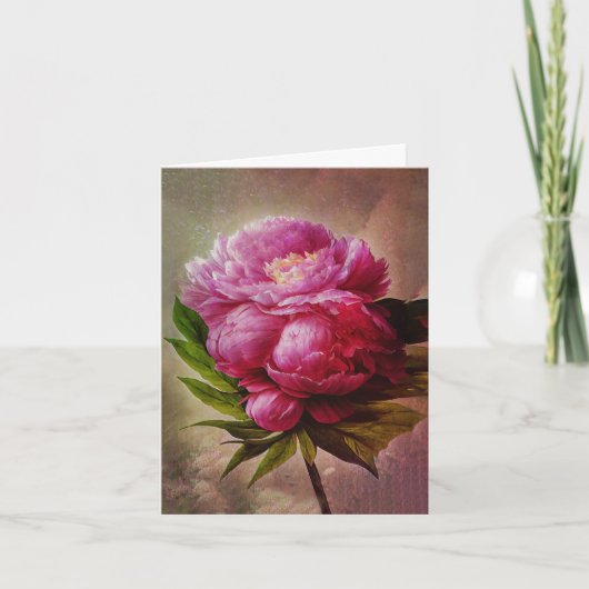Lush Painterly Pink Peony Note-kaarten Notitiekaartje (Voorkant)