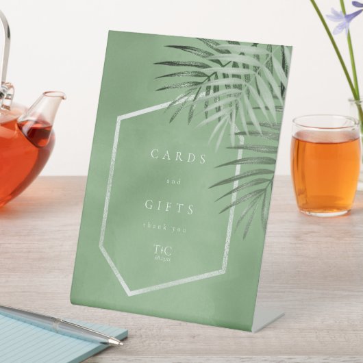 Lush Palm Leaf Cards & Gifts Mosgroen ID956 Reclamebord Met Voetstuk (Insitu)