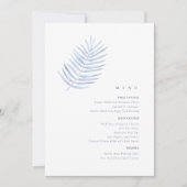 Lush Palm Leaf Mariage Menu Blue ID956 (Devant)