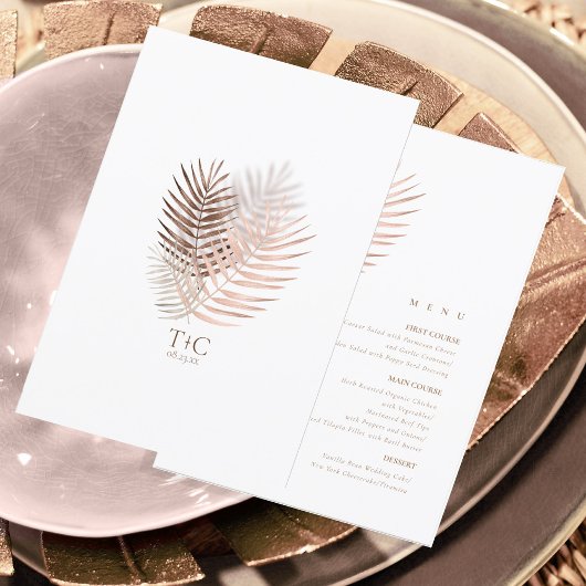 Lush Palm Leaf Menu Mariage Terra Cotta ID956