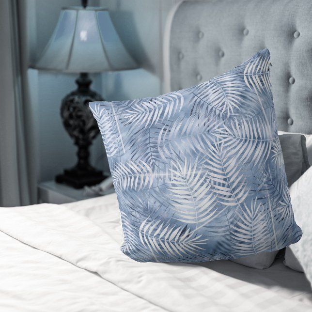 Lush Palm Leaf Pattern Windsor Blue ID956 Kussen (Creator heeft geüpload)
