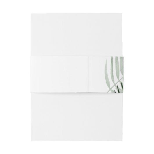 Lush Palm Leaf Wedding Green/White ID956 Uitnodigingen Wikkel (Achterkant Voorbeeld)