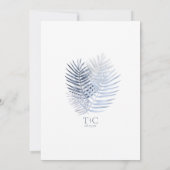 Lush Palm Leaf Wedding Menu Blue ID956 (Achterkant)