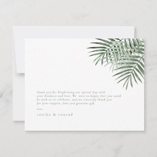 Lush Palm Leaf Wedding Moss Green ID956 Bedankkaart (Achterkant)