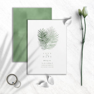 Lush Palm Leaf Wedding Moss Green ID956 Save The Date