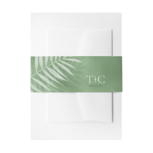 Lush Palm Leaf Wedding Moss Green ID956 Uitnodigingen Wikkel