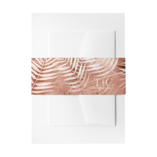 Lush Palm Leaf Wedding Pattern Terra Cotta ID956 Uitnodigingen Wikkel (Voorkant Voorbeeld)