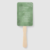 Lush Palm Leaf Wedding Program Moss Green ID956 Handwaaier (Achterkant)