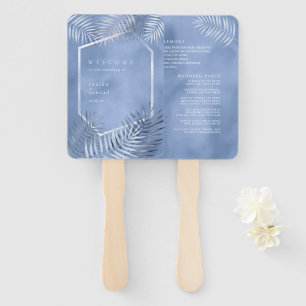 Lush Palm Leaf Wedding Programme Windsor Blue ID95 Handwaaier