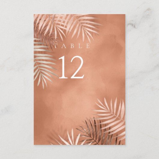 Lush Palm Leaf Wedding Table No. Terra Cotta ID956 Kaart (Achterkant)