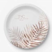 Lush Palm Leaf Wedding Terra Cotta/Wht ID956 Papieren Bordje (Voorkant)