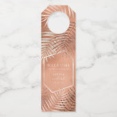Lush Palm Leaf Wedding Welcome Terra Cotta ID956 Flessenhanger (Voorkant)