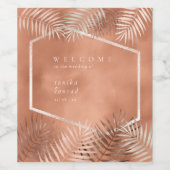 Lush Palm Leaf Wedding Welcome Terra Cotta ID956 Wijn Etiket (Enkel label)