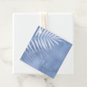 Lush Palm Leaf Wedding Windsor Blue ID956 Bedankjes Labels (In situ)