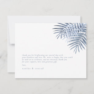 Lush Palm Leaf Wedding Windsor Blue ID956 Bedankkaart