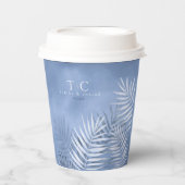 Lush Palm Leaf Wedding Windsor Blue ID956 Papieren Bekers (Voorkant)