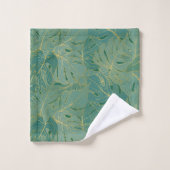 Lush palmbladeren patroon in groen en goud bad handdoek (Wasdoekje)