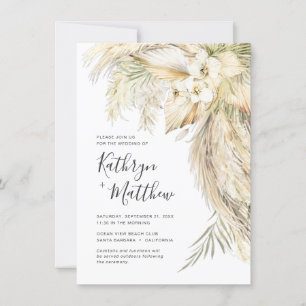 Lush Palms en Pampas Grass Boho Micro Wedding Kaart