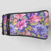 Lush Pink and Purple Flowers Personalized Golfheadcover (Voorkant)