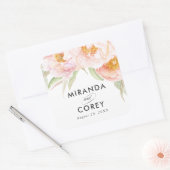 Lush Pink Peonies Floral Vierkante Sticker (Envelop)