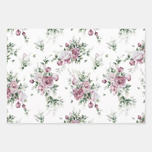 Lush Pink Peonies Greenery Over Pattern Inpakpapier Vel (Voorkant)