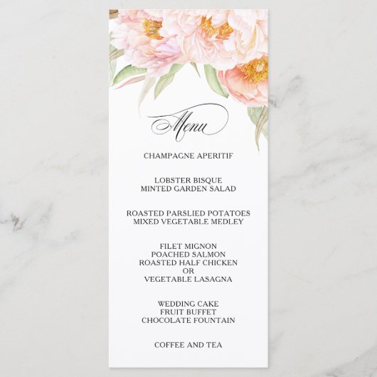 Lush Pink Pioenrozen Floral Menu (Voorkant)