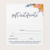 Lush Pink Yellow Flowers Gift Certificate (Inside Unfolded)