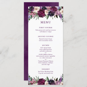 Lush Purple Flowers Menu Romantic Wedding