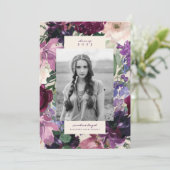 Lush Purple Flowers | Romantisch Afstuderen Foto: Aankondiging (Staand voorkant)