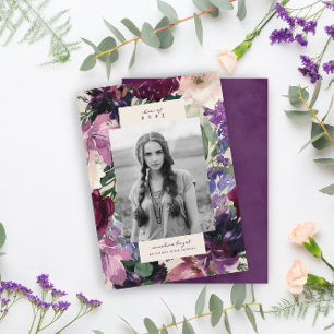 Lush Purple Flowers   Romantisch Afstuderen Foto: Aankondiging